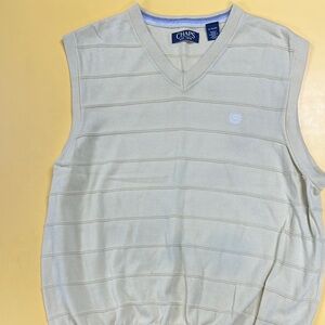 Chaps Cream V-Neck Sweater Classic Knit Design